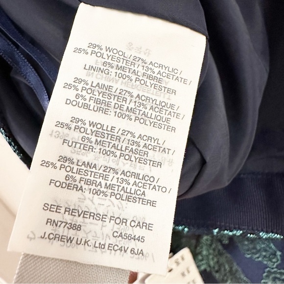 NWT J. Crew Collection Jacquard Metallic Floral Print Trumpet Skirt Green Blue - Picture 6 of 7